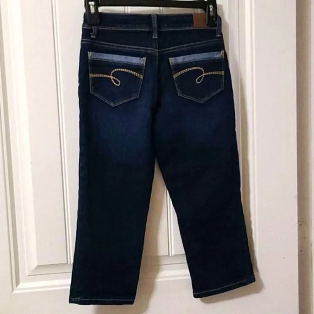 Justice Girls Crop Jeans Size 10 Blue Stretch Denim Ankle Pants School Everyday